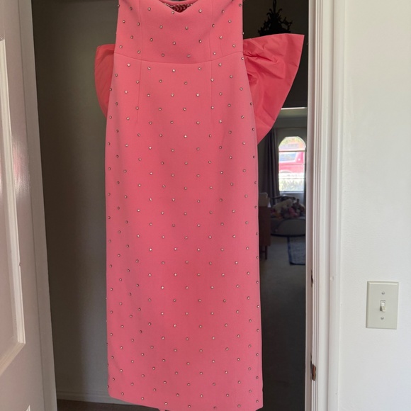 ✨ NWT Rebecca Vallance Brittany Bow Embellished Midi Dress | Pink | US 0 / AUS 4 - Picture 8 of 12